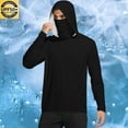 thumbnail image 2 of Fanxing Mens Hooded Sun Shirt with Mask Big and Tall Lightweight Hoodies Full Zip Jacket Long Sleeve UPF 50 Rash Guards Fishing Shirts for Men Black,M, 2 of 7