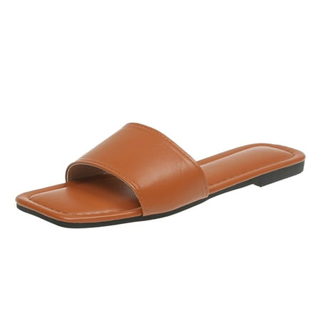 

Youmylove Women Slide Slippers Fashion Simple Solid Color Soft Comfortable Flat Summer Holiday Large Sandals Comfort Cozy Leisure Daily Walking
