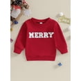 thumbnail image 2 of LMLYSoH Girls Christmas Casual Sweatshirts Long Sleeve Crewneck Letter Print Loose Fit Pullover Tops, 2 of 9
