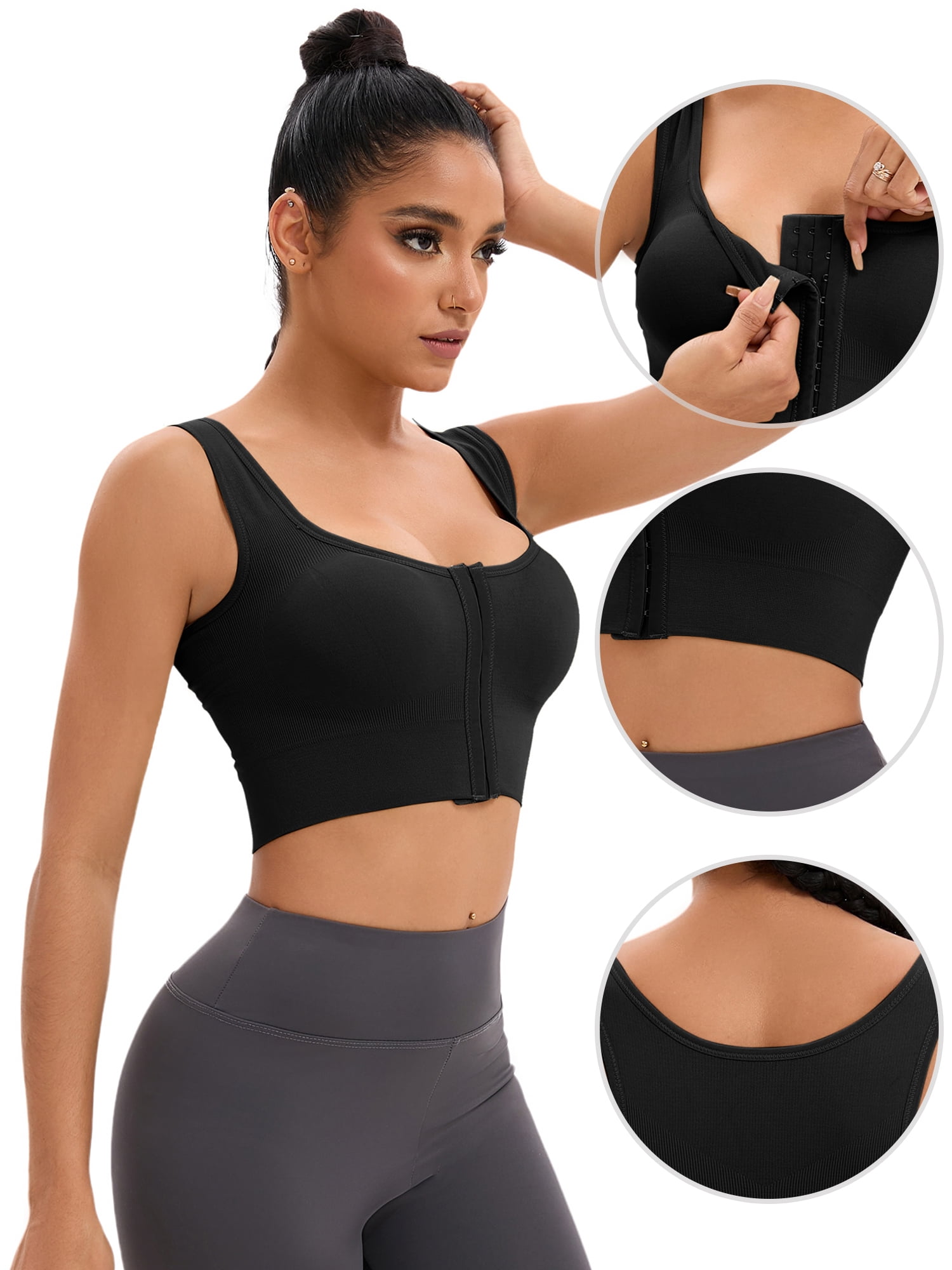 DARING DIVA Full Support Sports Bras Workout Wirefree Comfortable Bra M Black