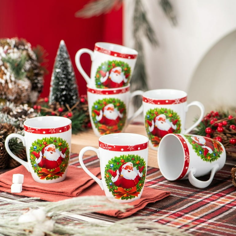 VEWEET, Series SANTACLAUS, 6-Piece Mugs Dinnerware Set Porcelain Mug Set,Tea  Coffee Mugs Cups, Service for 6 Person Christmas - Walmart.com