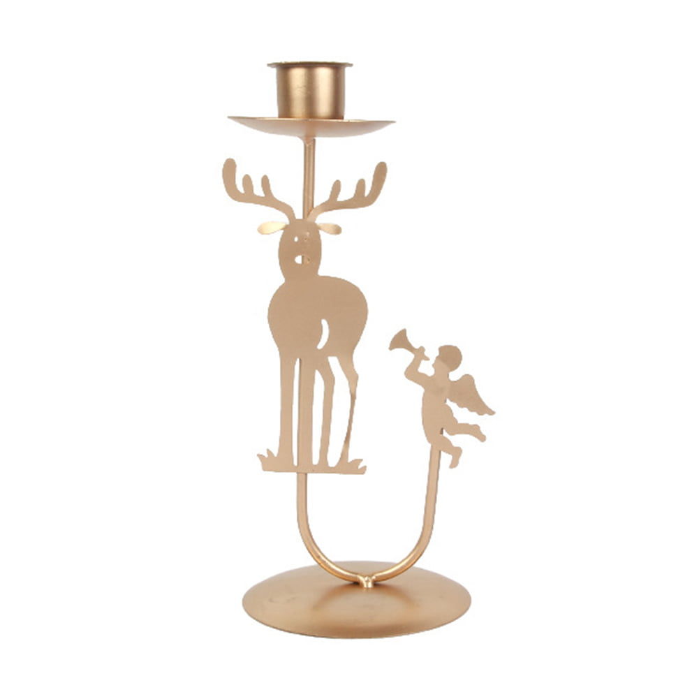 Antique Silver Antler 4 Taper Candle Holder Metal Stag Deer Ornament Home Decor 