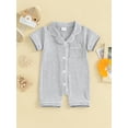 thumbnail image 2 of SUNSIOM Pyjamas pour Bébé Combinaisons Col Rabattu Manches Courtes Vêtements de Nuit Boutons Poche Dormeuses Justaucorps, 2 of 6