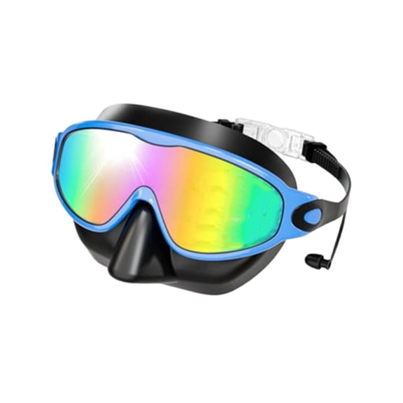 Swim Goggles Adult and Teenwith Nose Cover for Men Women, Wide View Anti-Fog/UV No Leak Pool Water Swimming Goggles (B)
