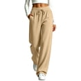 thumbnail image 3 of Liuinsasek Women's Wide Leg Sweatpants Casual High-Waisted Drawstring Sweat Pants Loose Running Workout Joggers Fall Clothes with Pockets, 3 of 10