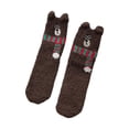 thumbnail image 2 of YABCSAZ Fleece Slipper Socks for Women, Cute Bear Ears Coral Fleece Floor Socks, Warm Thick Winter Socks, Non-Slip Cozy Sleep Socks, Coffee, 2 of 4