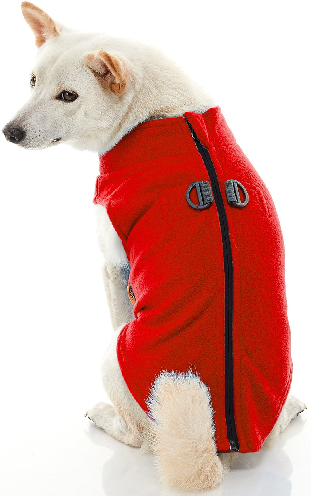 Gooby Zip Up Fleece Dog Vest Red, XLarge StepIn Dog Jacket with Zipper Closure and Leash