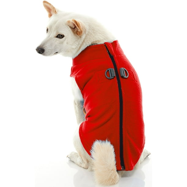 Gooby Zip Up Fleece Dog Vest Red, XLarge StepIn Dog Jacket with