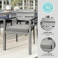 thumbnail image 4 of Martha Stewart Set of 2 Indoor-Outdoor Stackable Patio Dining Armchairs with Gray Brushed Woodgrain Aluminum Finish and Gray All-Weather Seat Cushions, 4 of 11