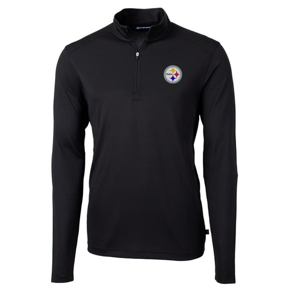Men's Cutter & Buck Black Pittsburgh Steelers Virtue Eco Pique Recycled Quarter-Zip Pullover Jacket