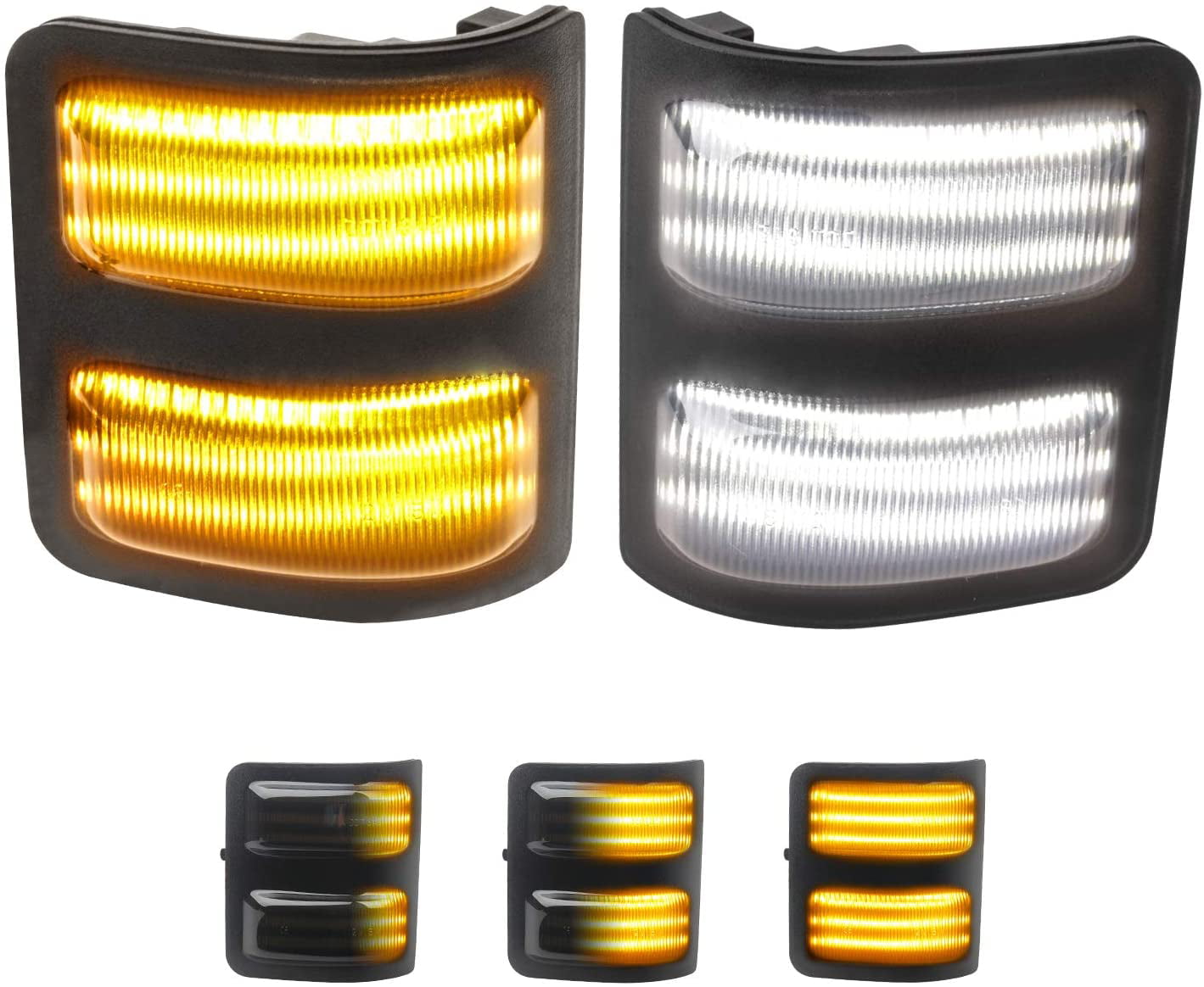 Smoked Lens, White Parking Amber Turn Signal Light 1 Pair Switchback LED Side Mirror Marker Lamps Compatible with 2008-2016 Ford F250 F350 F450 Super Duty 