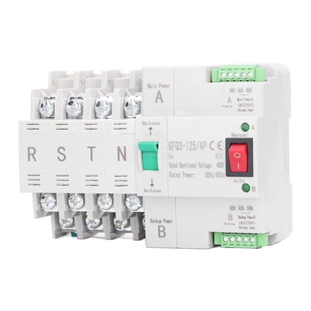 Interruptor de Transferencia Automática de Potencia Dual, PC de Retardante de Llama 80a 4P Controlador de Interruptor de Alimentación para la Fuente de Alimentación de