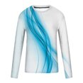 thumbnail image 5 of cllios Long Sleeve Shirts for Men Big and Tall Casual 3D Line Print T-Shirt Crewneck Tees Mens Regular-Fit Shirt Workout Pullover Tops Blue L, 5 of 5