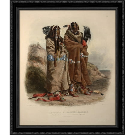 - Mandan indians 28x34 Large Black Ornate Wood Framed Canvas Art by Karl Bodmer