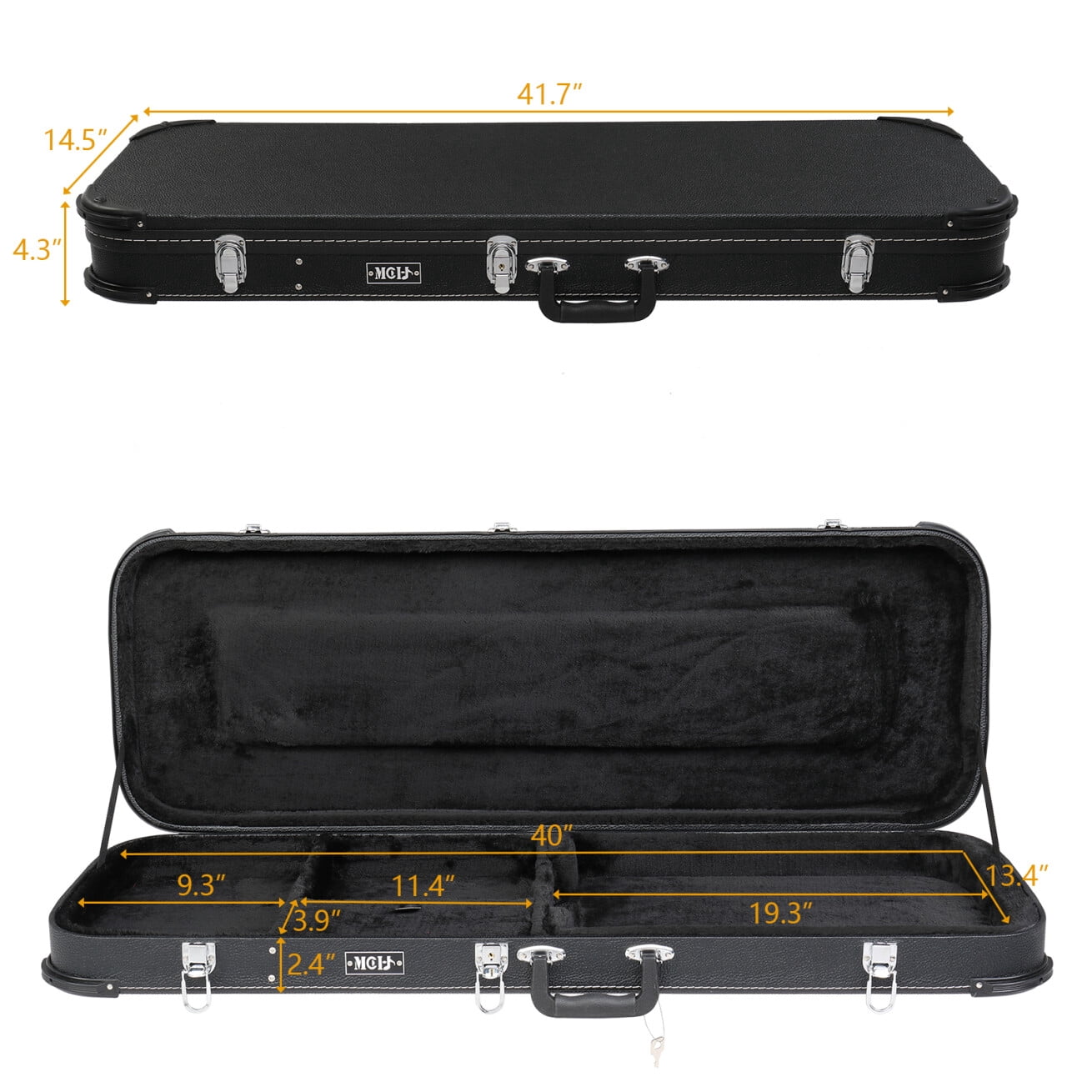 Electric Guitar Hard Case, Rectangle Wooden Standard Electric Guitar Case with Lock, Fits ST/TL/170 Model, Blue