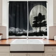 thumbnail image 2 of Ambesonne Night Kitchen Curtains, Giant Moon Tree, 55"x39", Grey Black Charcoal Grey, 2 of 3