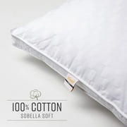 Sobel Westex Hotel Sobella Soft Side Sleeper Pillow | Luxury Hotel & Resort Quality, 300TC 100% Cotton | Down-Like Fill, Gentle Support, Plush, Queen (1 Pack)