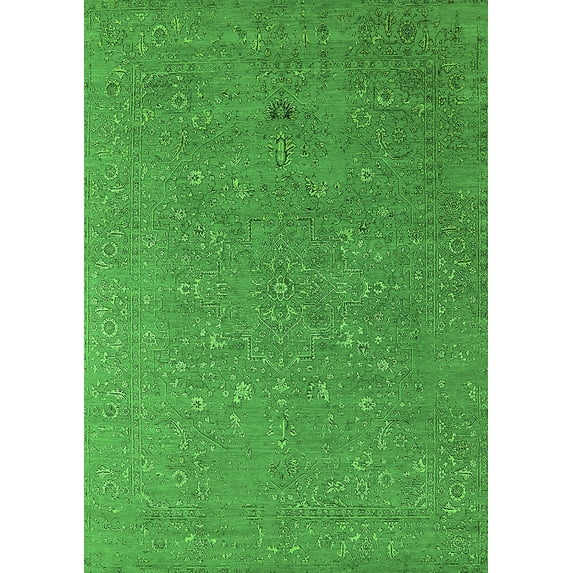 Ahgly Company Indoor Rectangle Oriental Green Industrial Area Rugs, 8' x 12'