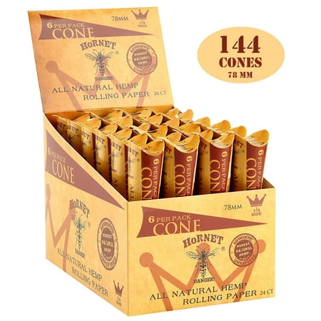 HORNET Pre-Rolled Cones, 144 PCS Raw Cones of 1 1/4 Size, Cigarette Tubes Rolling Papers with
