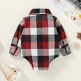 thumbnail image 4 of Younger Tree Newborn Baby Boy Girls Plaid Outfit Flannel Romper Tops Infant Long Sleeve Button Down Plaid Casual Bodysuit Clothes for 6-12 Months, 4 of 8