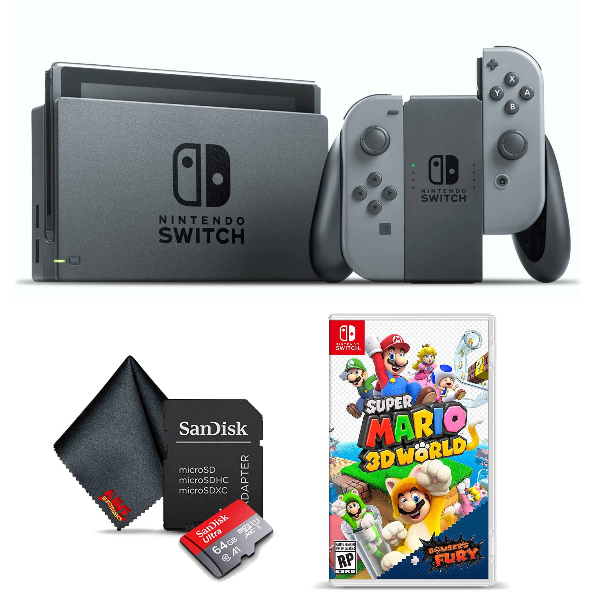 Nintendo Switch Gray HADSKAAAA with Super Mario 3D World +