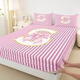 thumbnail image 3 of Homewish Initial S Letter Twin Sheet Sets, Girly Pink Stripes Abstract Twin Fitted Sheet, Princess Cartoon Bowknot Flat Sheet, Microfiber Bedroom Decor, 3 Pieces, 3 of 7