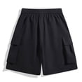 thumbnail image 6 of Fengqque Men's Cargo Shorts Elastic Waistband Drawstring Summer Relaxed Fit Work Shorts with Multiple Pockets Black S(S), 6 of 9