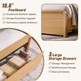 thumbnail image 5 of Aitjunz Modern King Size Bed Frame with 50" Tall Headboard and 3 Storage Drawers, Wood Platform Bed with Curved Design, No Box Spring Needed, Natural, 5 of 8