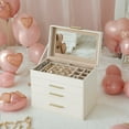 thumbnail image 7 of 4-Layer Jewelry Organizer with Glass Lid, 3 Drawers, Modern Design, Cloud White, 7 of 7
