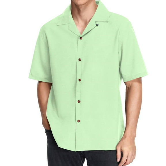 ALAZA Solid Light Green Men's Hawaiian Shirt Short Sleeve Casual Button Down Shirts M