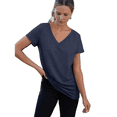 thumbnail image 1 of Camiseta Informal de Cuello en V para Mujer, Azul Marino, Talla XL, 1 of 9