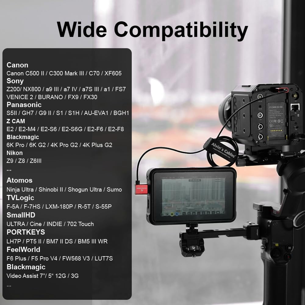 Alvin's Cables 8K HDMI Cable 2.1 48Gbps High Speed Φ2.4mm Ultra-Thin HDMI 8K@60Hz 4K@120Hz for Sony A7 A9, for BMPCC, for Canon C70, for Atomos Ninja, for SmallHD, Straight to Left Angle Coiled