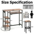 thumbnail image 4 of Katalora Bar Table and Chairs Set for 2,3-Piece Dining Set with Power Ooulets,Industrial Bar Table Set with Storage Shelves, Kitchen Counter Height Table,Space Saving, 4 of 9