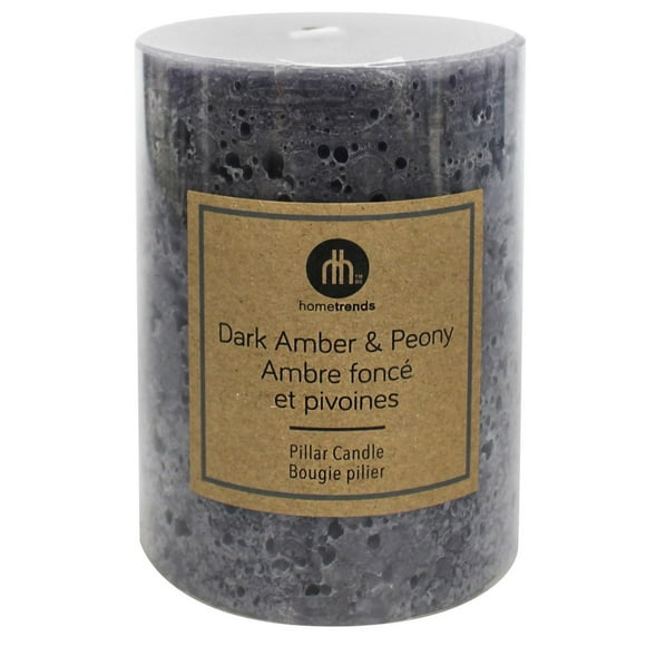 Hometrends 4" Dark Amber & Peony Scented Pillar Candle, 3"Dia x 4"H