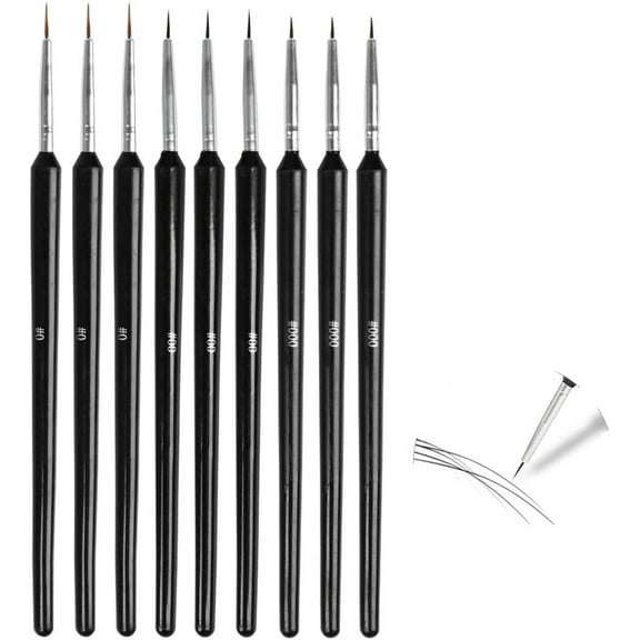 Casewin 9 Pieces Fine Detail Paint Brush Miniature Artist Painting Brushes Drawing Brushes for Art Acrylic Watercolor Oil Gouache(0, 00, 000 Size)