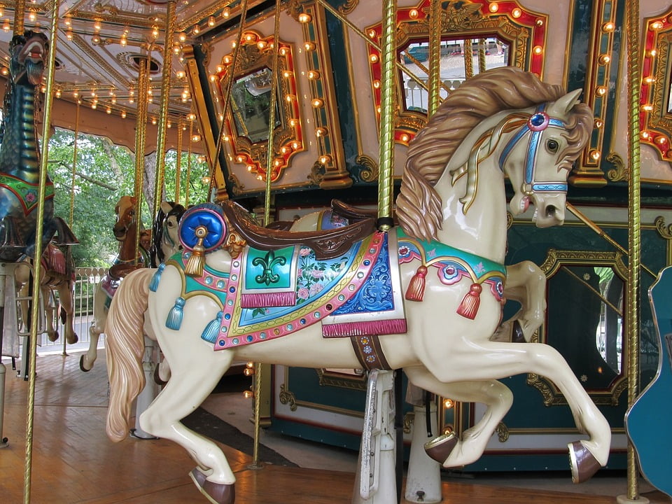 Wooden Horse Vintage Merry Go Round Retro Carousel20 Inch By 30 Inch