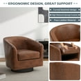thumbnail image 3 of UIXE PU Leather Swivel Accent Chairs, Modern Upholstered Barrel Club Chair for Bedroom, Round Armchair Single Sofa, Coffee, 3 of 6