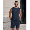 thumbnail image 2 of COOFANDY 2 Piece Outfits Men beach Sleeveless Shirt and Shorts Sets Vacation Set Summer Jogging Tracksuit, 2 of 6