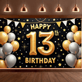 thumbnail image 5 of Decorative Banner Happy 13th Birthday Balloon Theme Polyester Material Celebrate for Birthday Party Teen Celebration Event, 5 of 7