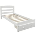 thumbnail image 4 of JERFIT Twin Size Storage Platform Bed Frame with Drawer, Solid Wood Slat Support, No Box Spring Needed, White, 4 of 8