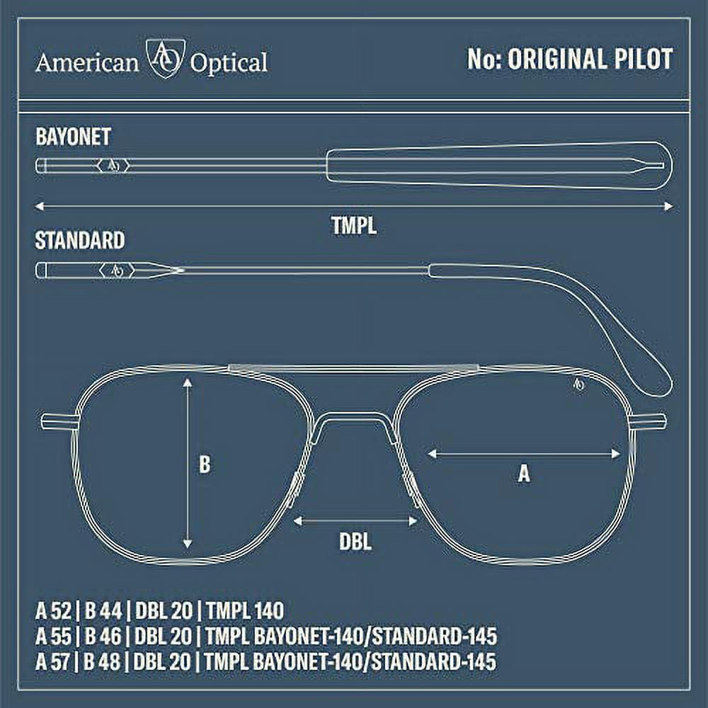AO Original Pilot Sunglasses, Gold Frame, 52 mm True Color Gray SkyMaster Glass