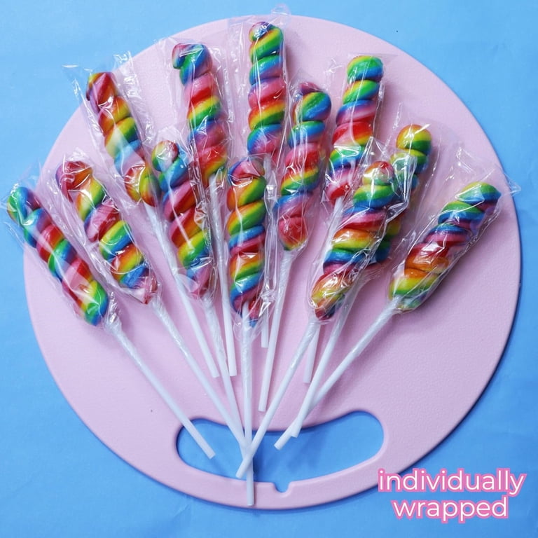 Sweetzo Rainbow Twist Lollipops, 24 ct, Unicorn Party Candy