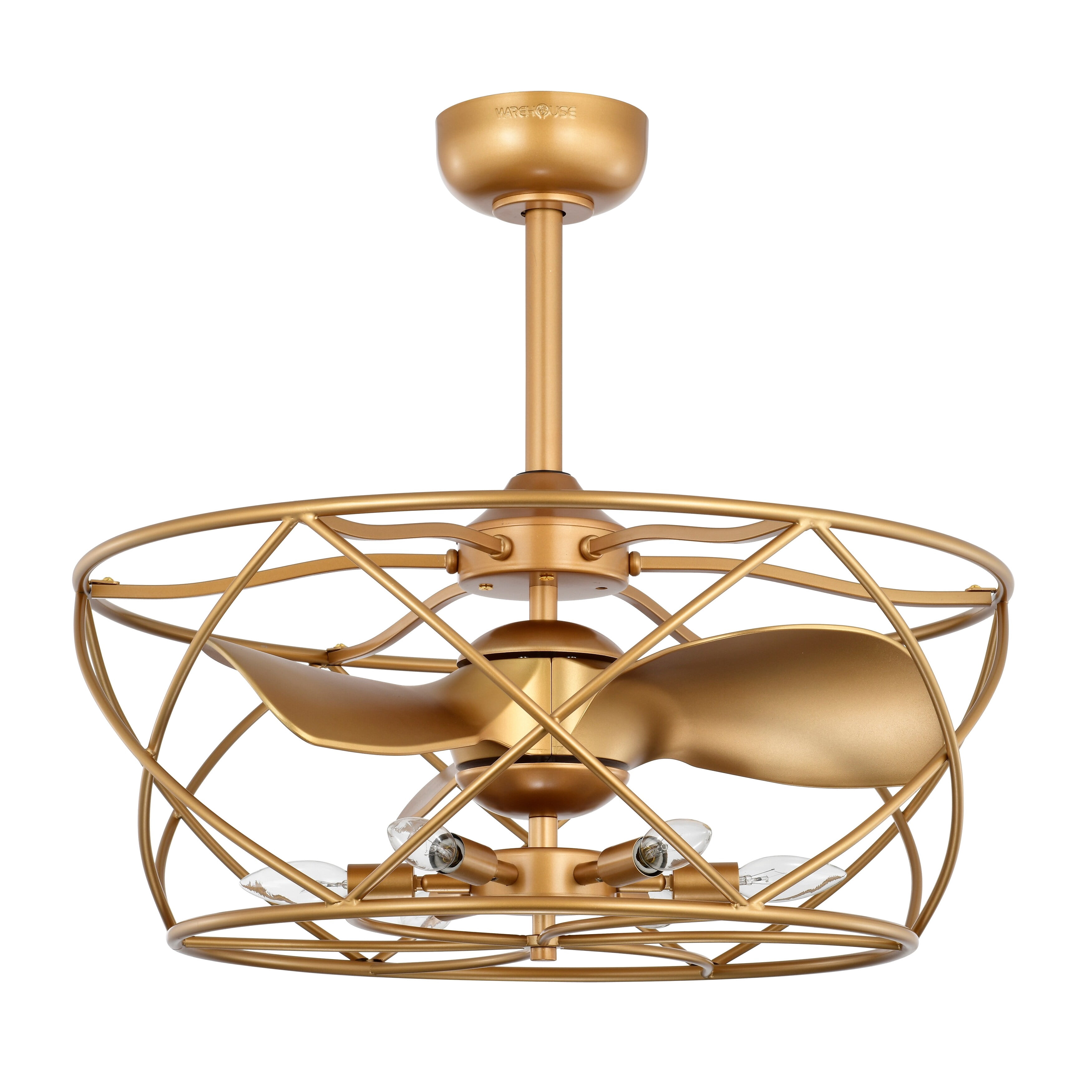 Femi 25.6 in. Indoor Gold Finish Ceiling Fan with Light Kit and Remote
