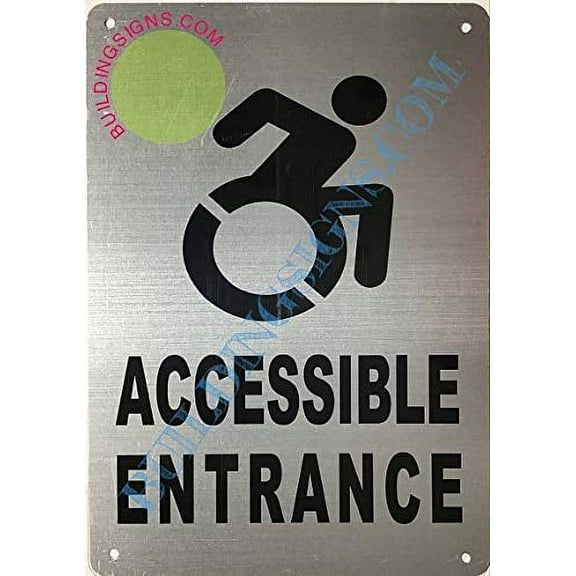 ACCESSIBLE Entrance Sign (Aluminium-Rust Free,Silver, Size 7X10) (ref-2201)