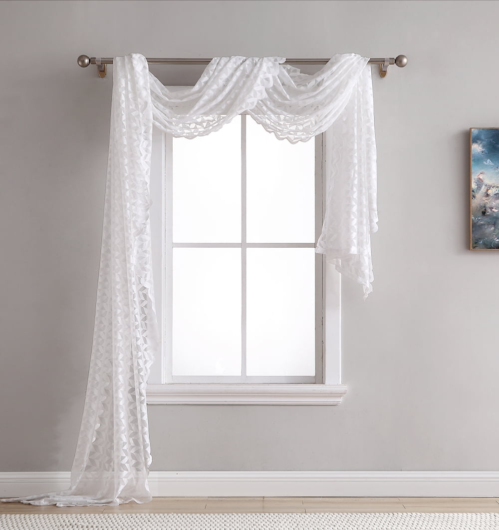 HLC.ME Herringbone Lace Sheer Window Curtain Scarf Valance 40" W x