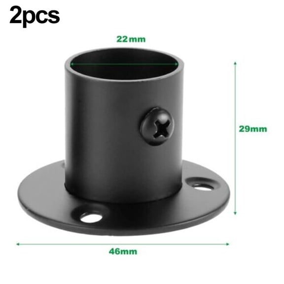 2Pc 19-32Mm Steels Wardrobe Bracket Flange Rail Rod Pole Socket End Support Decor 19Mm