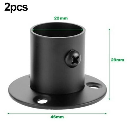 

2Pc 19-32Mm Steel Wardrobe Bracket Flange Rail Rod Pole Socket End Support Decor