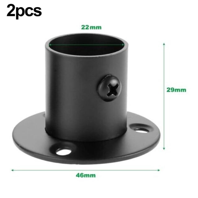 Lefu 2pc 19-32mm Steel Wardrobe Bracket Flange Rail Rod Pole Socket End Support Decor