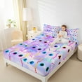thumbnail image 4 of Manfei Neon Cat Twin Sheet Sets,Colorful Clouds Twin Fitted Sheet,Chic Kitten Flat Sheet,Ultra Soft Bedroom Decorative,3pcs, 4 of 7