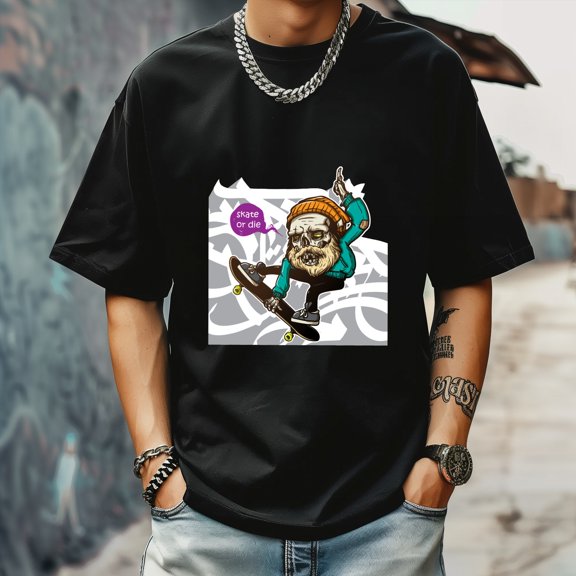 Men's T Shirt Round Neck Patterned Tee Summer New Sports Shirt Vintage Style Gift for Friends XS